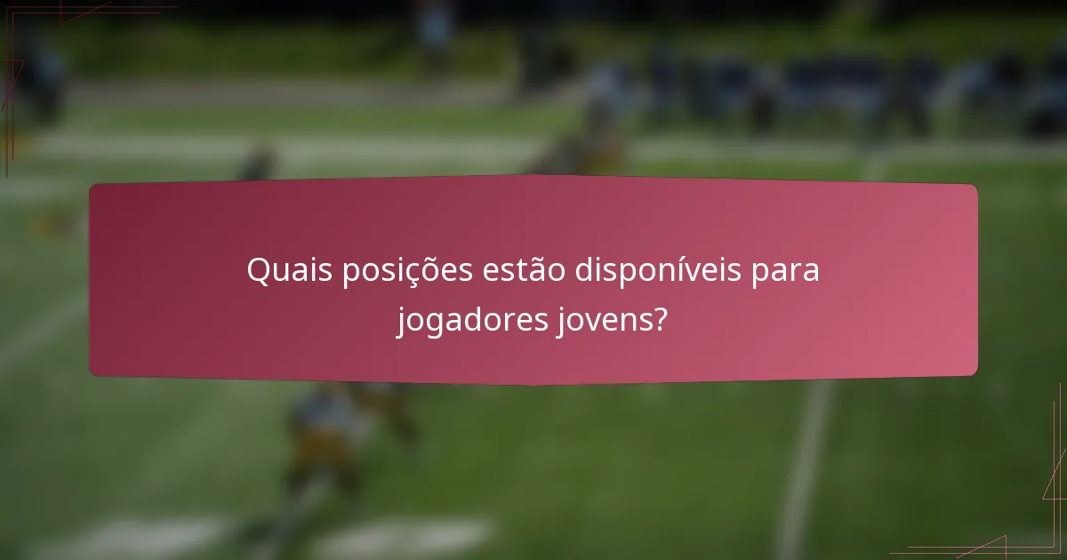 Quais posições estão disponíveis para jogadores jovens?