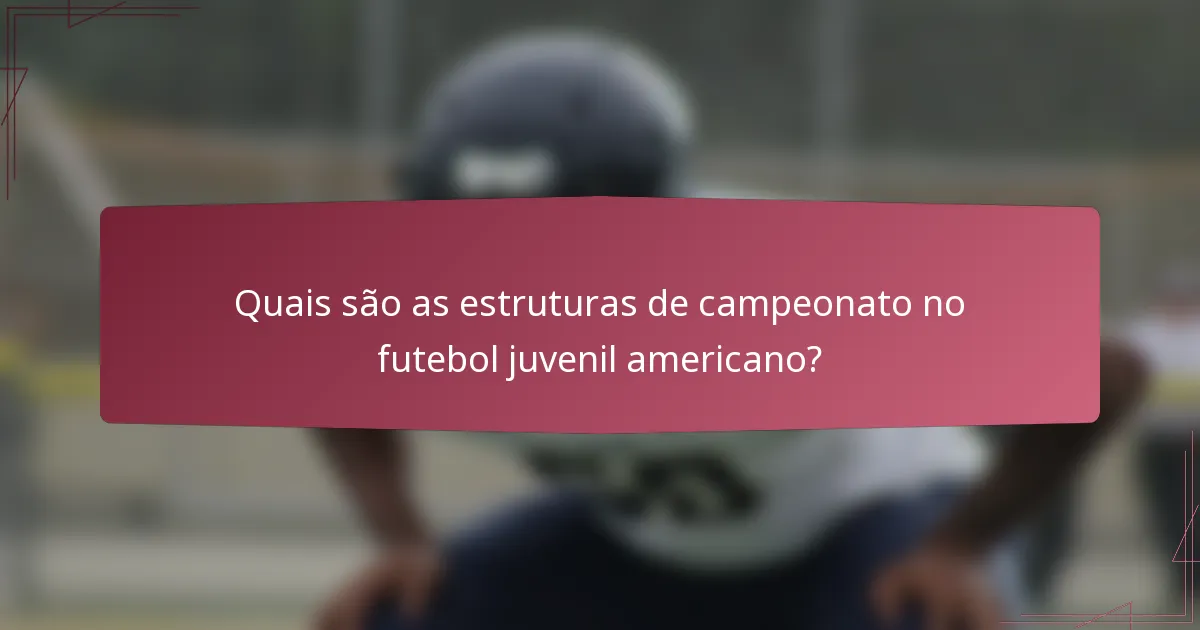 Quais são as estruturas de campeonato no futebol juvenil americano?